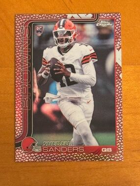 2025 Topps Chrome Shedeur Sanders Rookie Card Leather Parallel Browns Football
